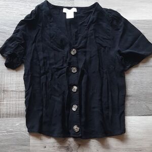 Black Button-Up Women's Top